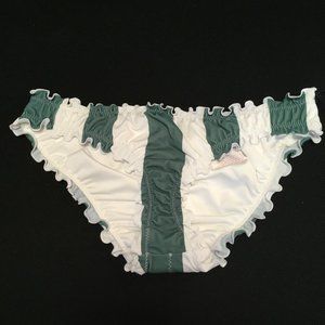 NWT Shade & Shore Cheeky Bikini Bottoms - Green/White Striped - Size XS (0-2)